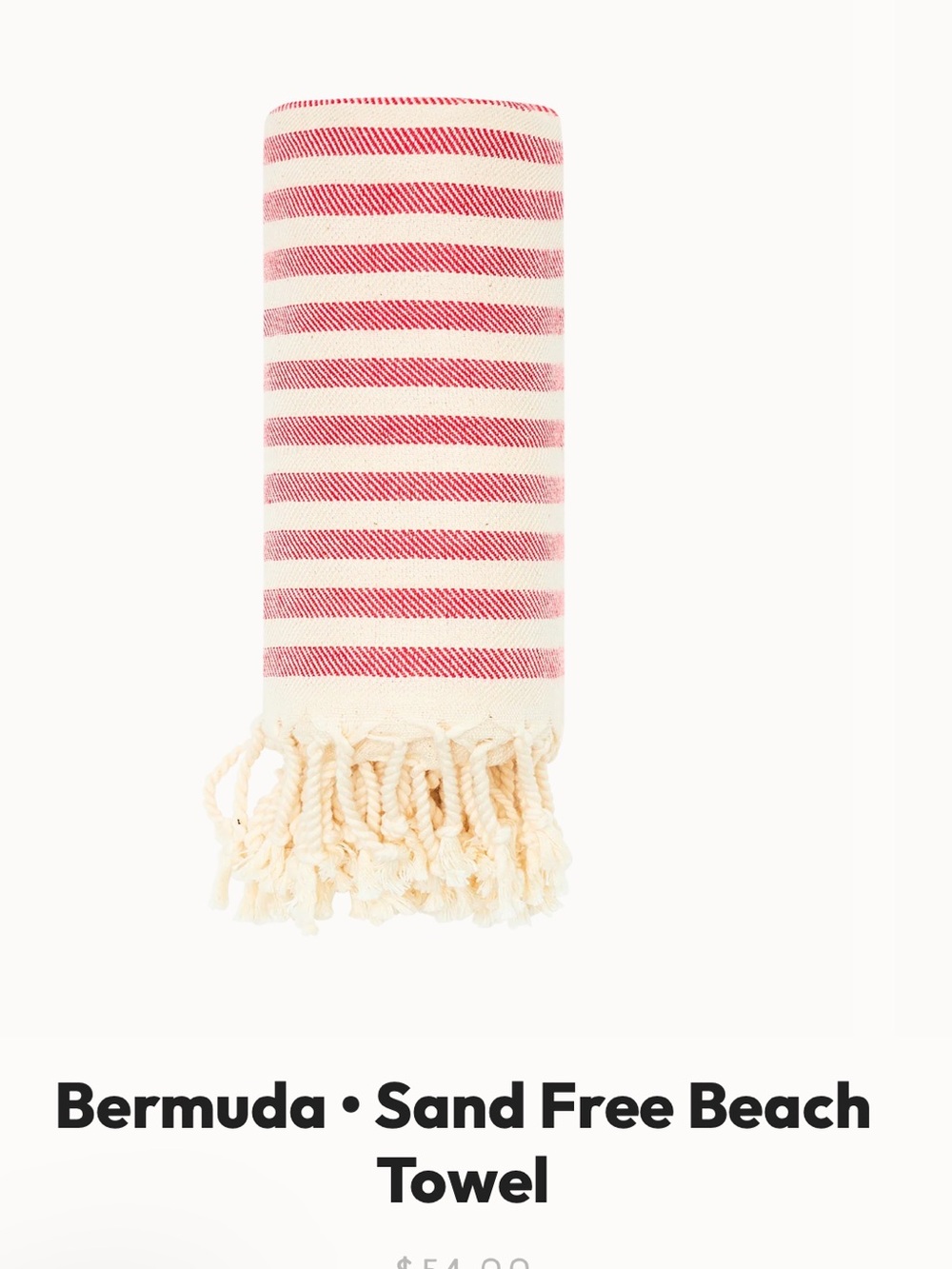 Bermuda Sand Free Red Stripe Beach Towel by